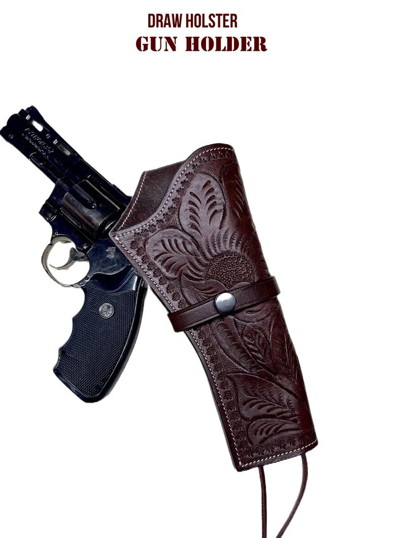 Leather Pistol Case/Cover for Waist-Fast Draw Leather Holster Fits Colt SAA 1873 Ruger Wrangler Vaquero Rough Rider Single Action