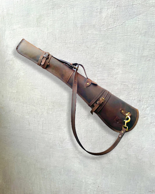 33 Leather Rifle Scabbard Case with Adjustable Strap - Ombre Brown Leather -Handmade Shotgun Case Cover Rifle Fits Winchester Marlin Henry