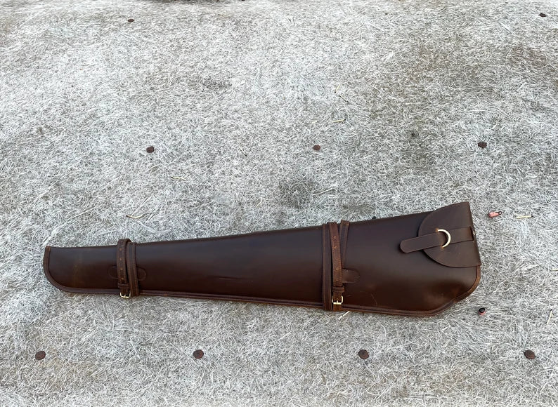 Full Grain Buffalo Leather Rifle Scabbard - Rifle Holster Saddle Scabbard - Handmade Shotgun Case Cover Rifle Fits Winchester Marlin Henry