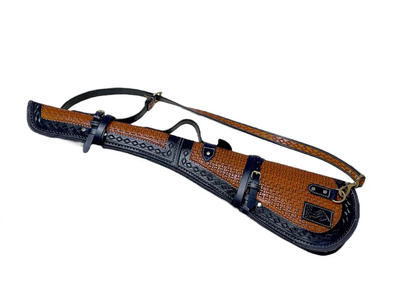 Leather Rifle Scabbard Bag with Adjustable Strap, Handcrafted Tooled Leather Rifle Cover, 16-20 Inch Sheath Lever Action Carved Rifle Case