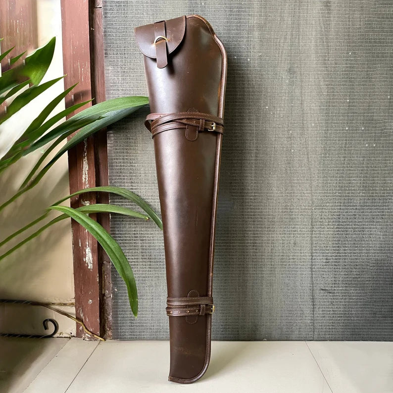 Full Grain Buffalo Leather Rifle Scabbard - Rifle Holster Saddle Scabbard - Handmade Shotgun Case Cover Rifle Fits Winchester Marlin Henry