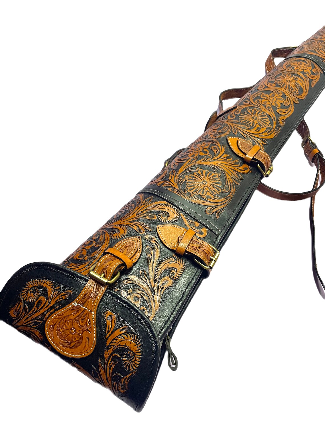 Engraved Leather Shotgun Rifle Case Cover 52