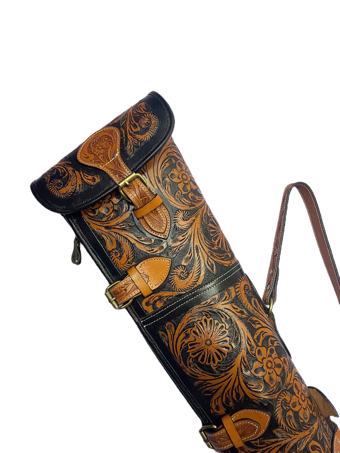 Engraved Leather Shotgun Rifle Case Cover 52