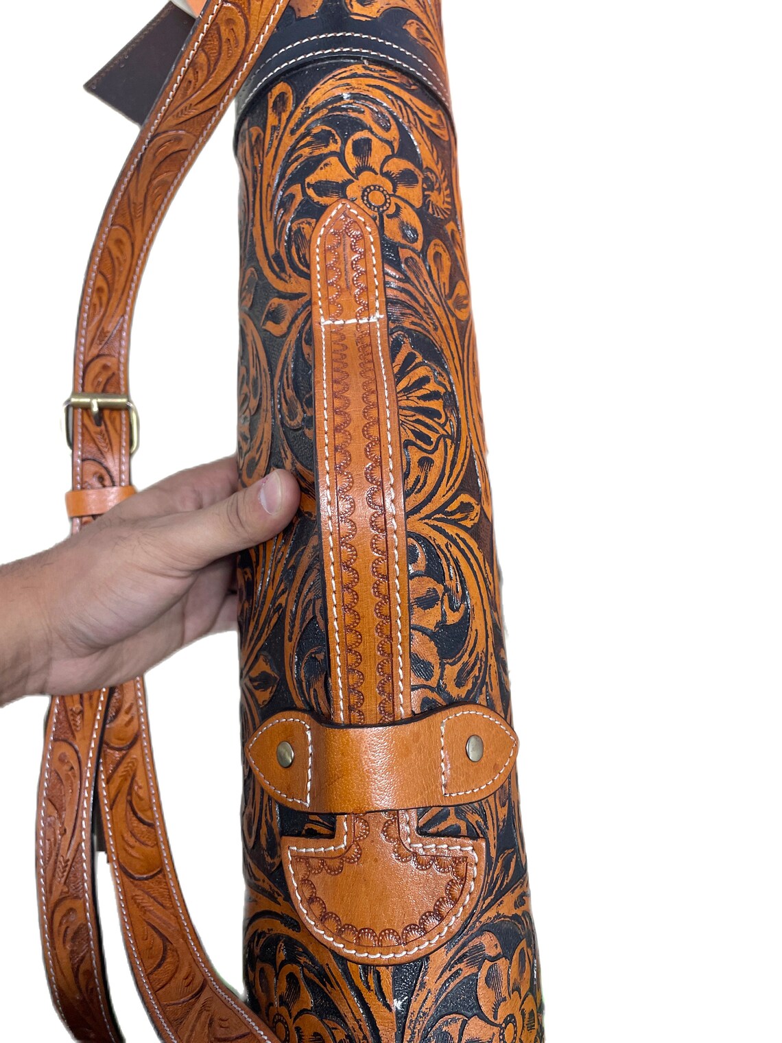 Engraved Leather Shotgun Rifle Case Cover 52