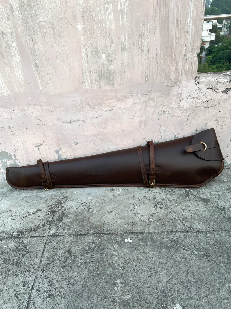 Full Grain Buffalo Leather Rifle Scabbard - Rifle Holster Saddle Scabbard - Handmade Shotgun Case Cover Rifle Fits Winchester Marlin Henry